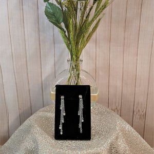 Sterling Silver CZ Chain Dangle Earrings